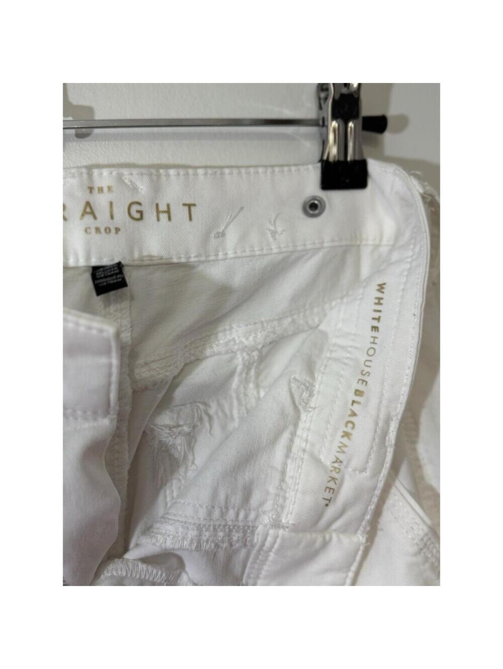 White House Black Market Women's White Cotton Cropped Straight Pants Pockets - Picture 8 of 8